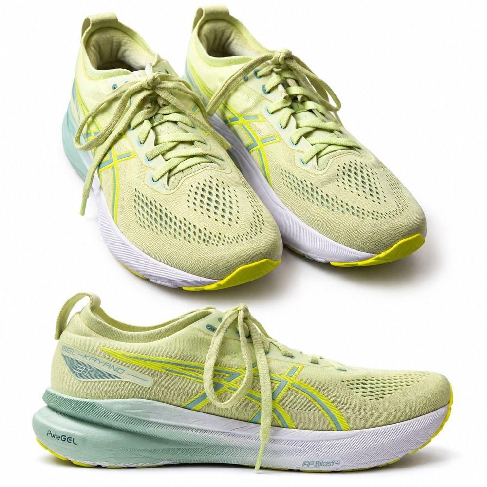 ASICS Gel-Kayano 31 Running Sneaker Womens Sz 10 Cool Macha Green Yellow Blue**